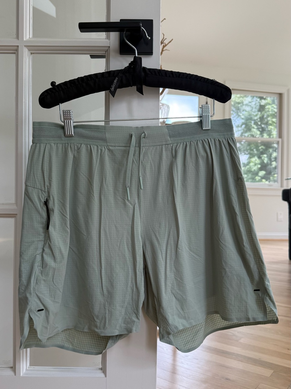 Men's LSKD Athletic Performance Shorts in Sage with Zipper Pocket
